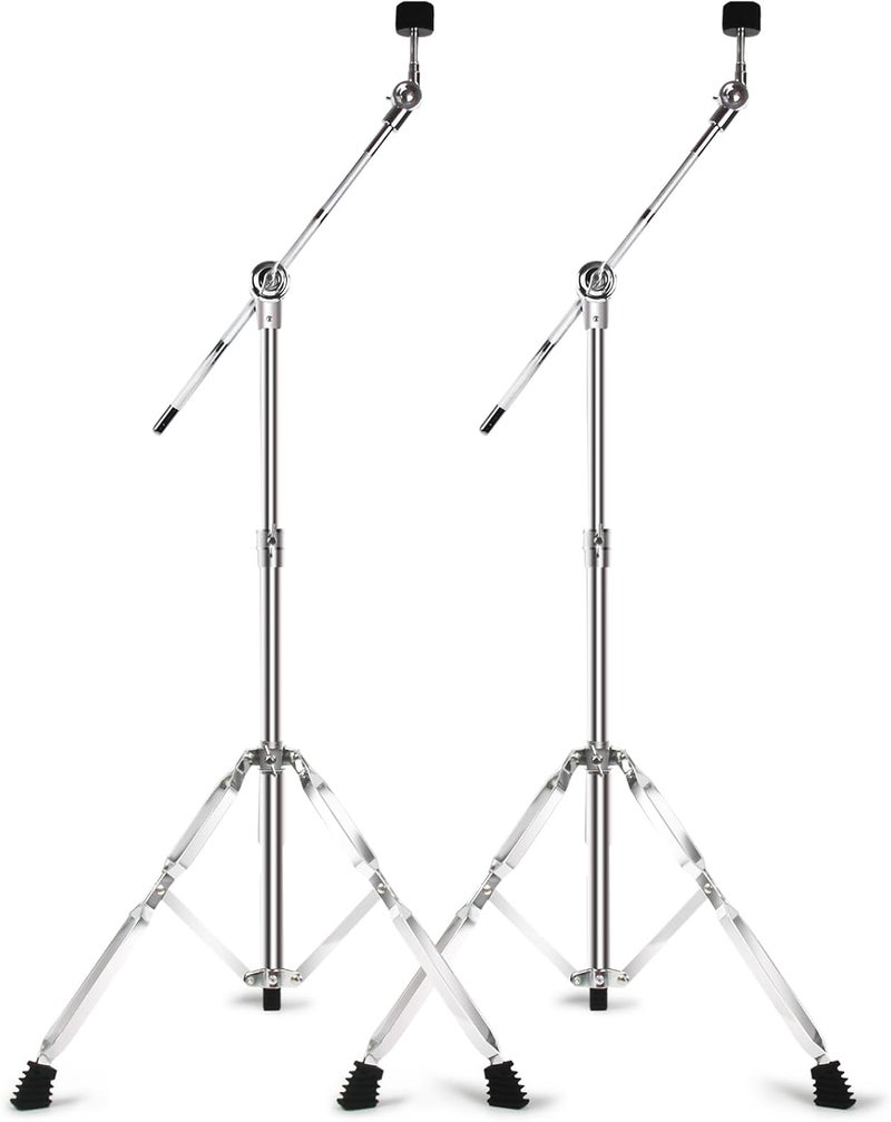 Seteol 2 Pack Boom Cymbal Stand, Adjustable Cymbal Stand for Drum Hardware Percussion Mount Holder Gear Set Drum Hardware Set for Mounting Crash, Ride, Splash Cymbals, Double Braced Legs with Rubber Feet - Image 1